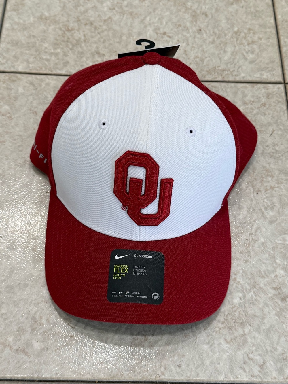 Nike Red and White Oklahoma Fitted Baseball Cap